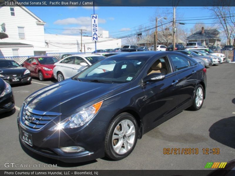 Pacific Blue Pearl / Camel 2011 Hyundai Sonata SE