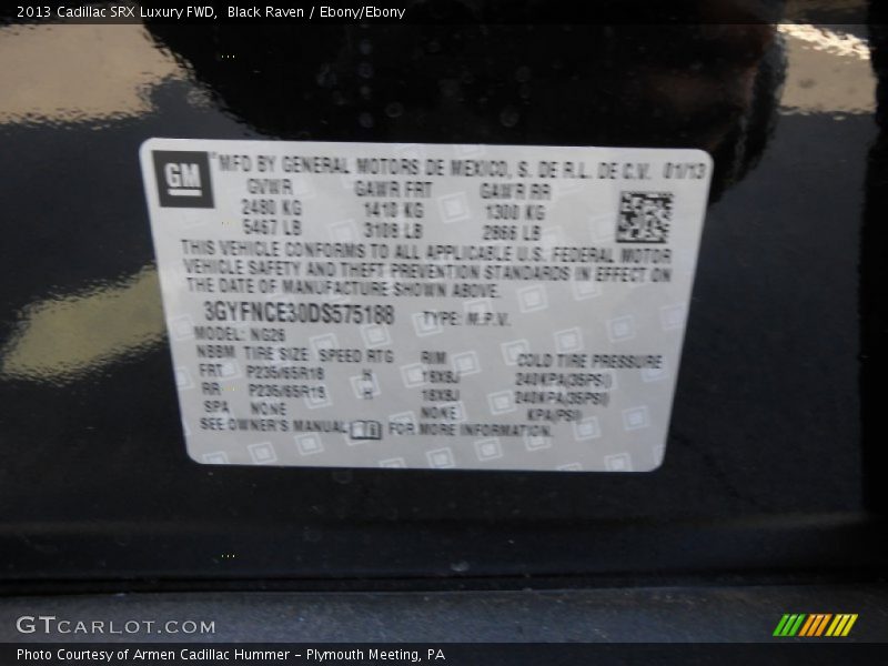 Black Raven / Ebony/Ebony 2013 Cadillac SRX Luxury FWD