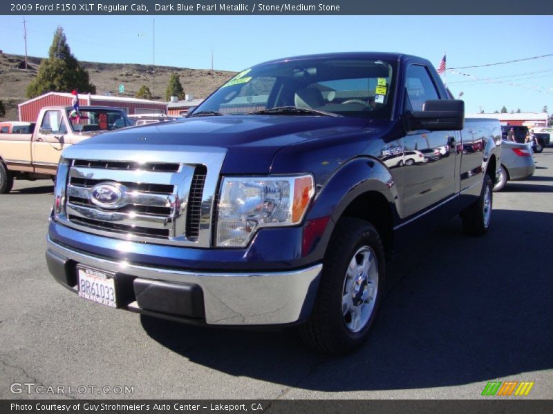 Dark Blue Pearl Metallic / Stone/Medium Stone 2009 Ford F150 XLT Regular Cab