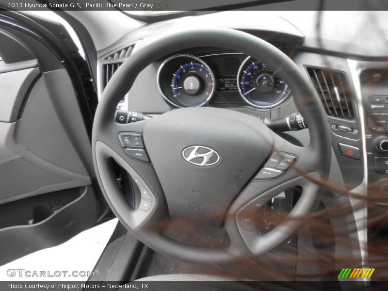 Pacific Blue Pearl / Gray 2013 Hyundai Sonata GLS