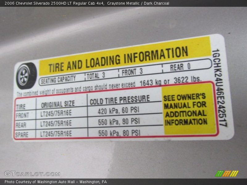 Graystone Metallic / Dark Charcoal 2006 Chevrolet Silverado 2500HD LT Regular Cab 4x4