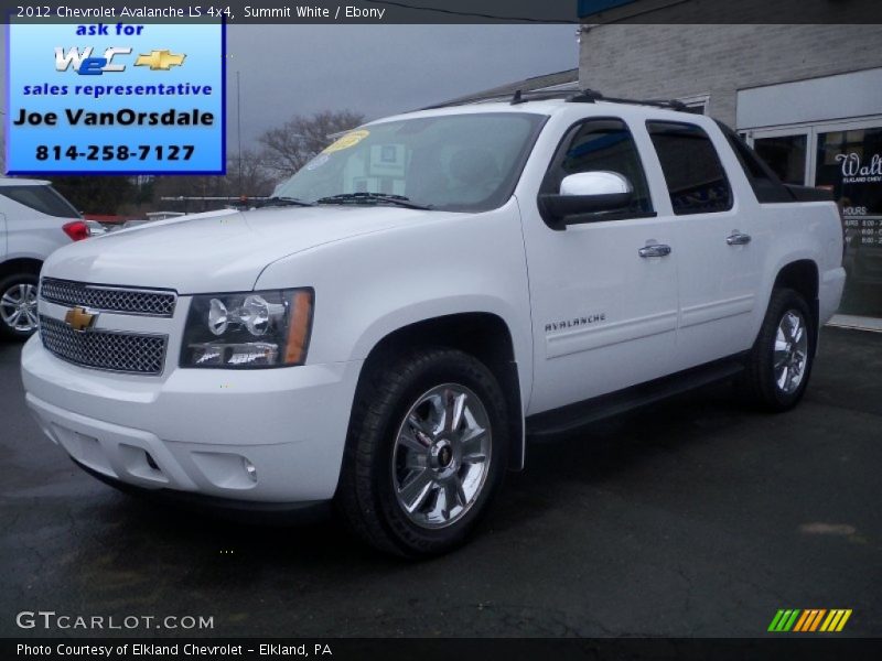 Summit White / Ebony 2012 Chevrolet Avalanche LS 4x4