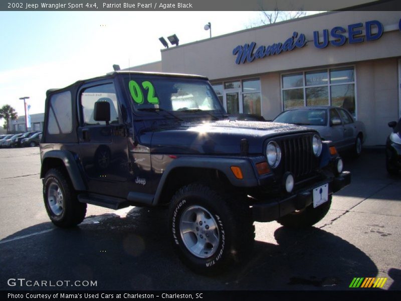 Patriot Blue Pearl / Agate Black 2002 Jeep Wrangler Sport 4x4