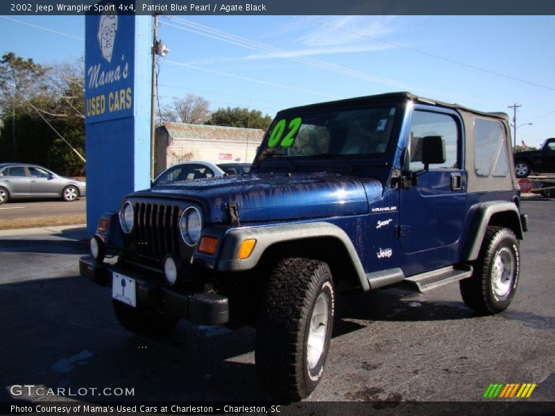 Patriot Blue Pearl / Agate Black 2002 Jeep Wrangler Sport 4x4
