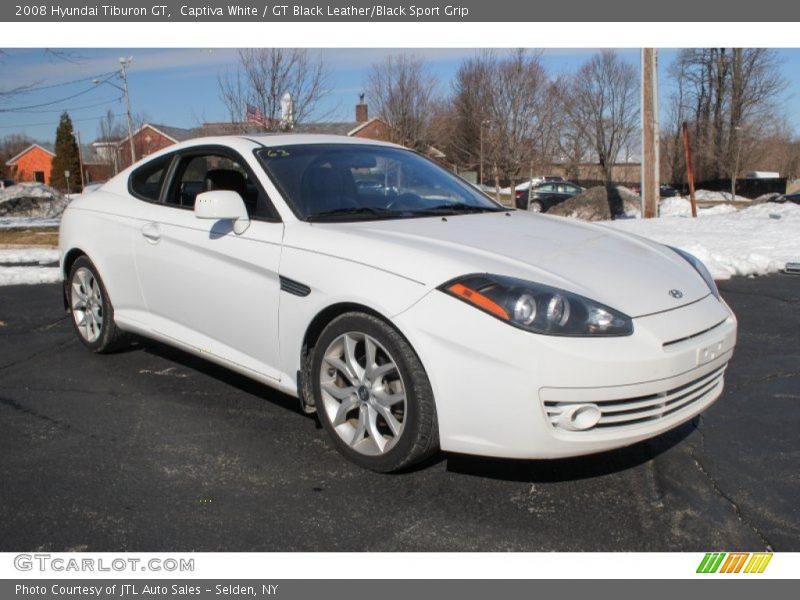 Captiva White / GT Black Leather/Black Sport Grip 2008 Hyundai Tiburon GT