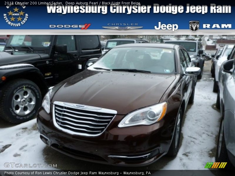 Deep Auburn Pearl / Black/Light Frost Beige 2013 Chrysler 200 Limited Sedan