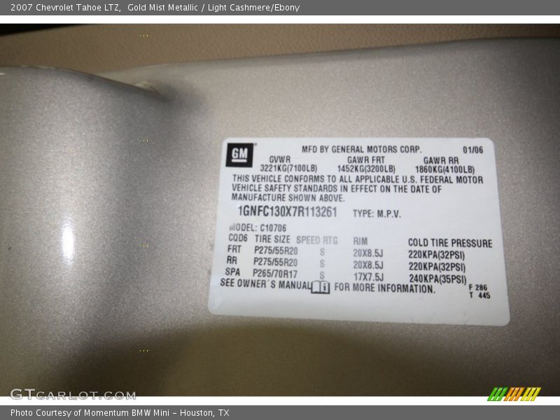 Gold Mist Metallic / Light Cashmere/Ebony 2007 Chevrolet Tahoe LTZ