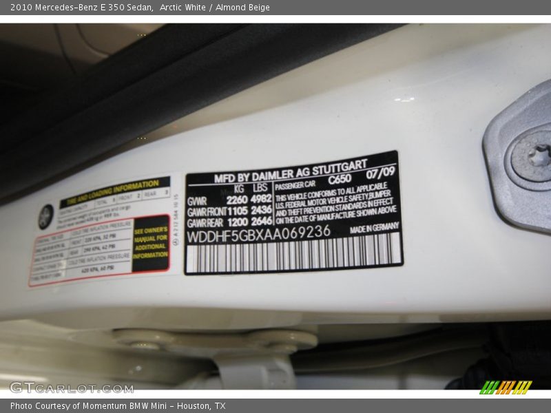 2010 E 350 Sedan Arctic White Color Code 650