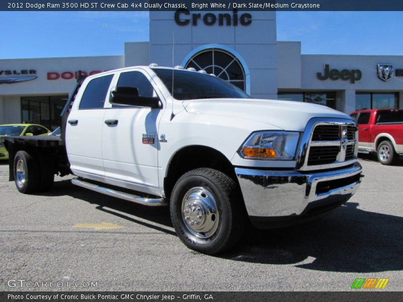 Bright White / Dark Slate/Medium Graystone 2012 Dodge Ram 3500 HD ST Crew Cab 4x4 Dually Chassis