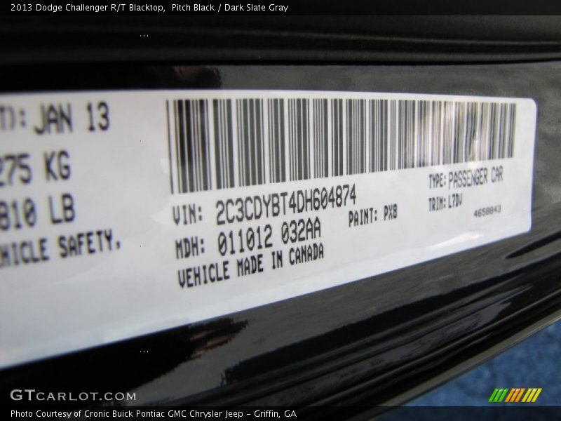 Pitch Black / Dark Slate Gray 2013 Dodge Challenger R/T Blacktop