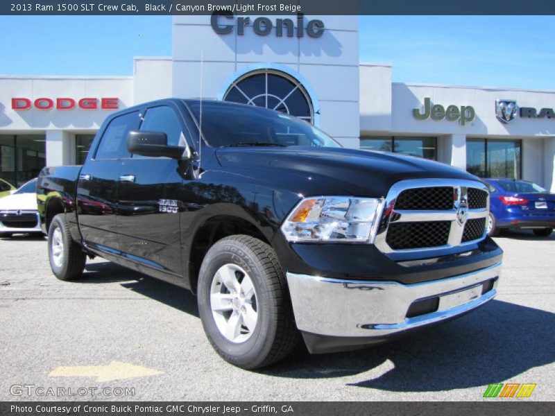 Black / Canyon Brown/Light Frost Beige 2013 Ram 1500 SLT Crew Cab