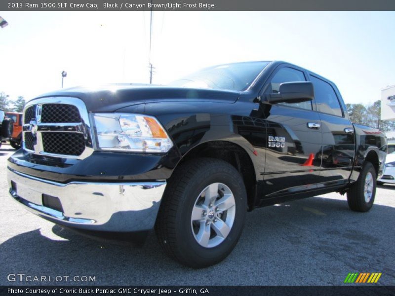 Black / Canyon Brown/Light Frost Beige 2013 Ram 1500 SLT Crew Cab
