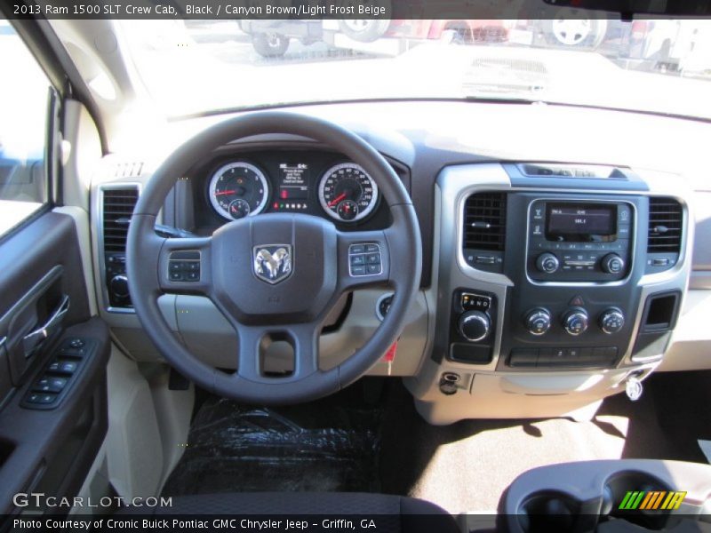 Black / Canyon Brown/Light Frost Beige 2013 Ram 1500 SLT Crew Cab