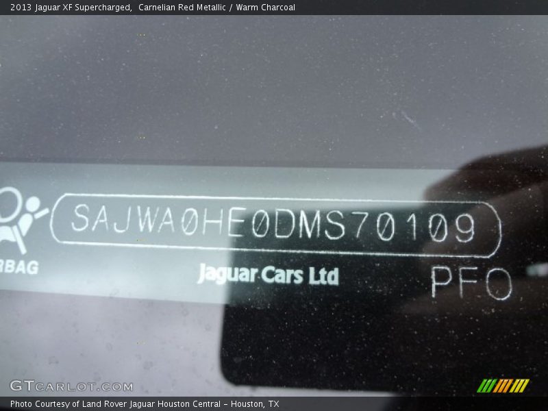 Carnelian Red Metallic / Warm Charcoal 2013 Jaguar XF Supercharged