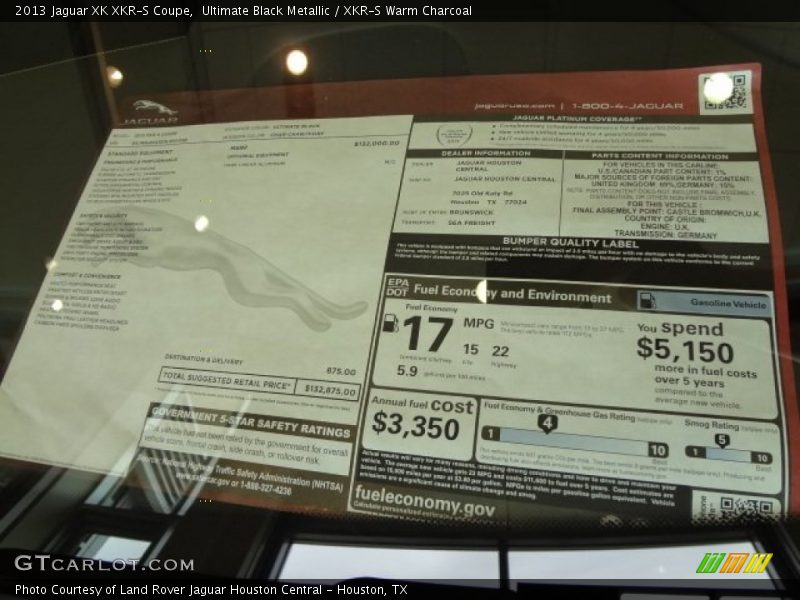  2013 XK XKR-S Coupe Window Sticker