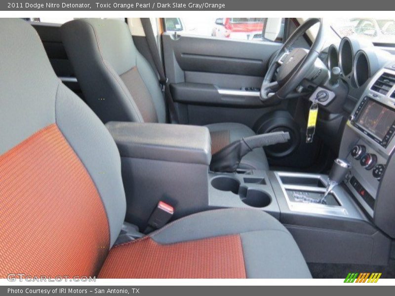 Toxic Orange Pearl / Dark Slate Gray/Orange 2011 Dodge Nitro Detonator