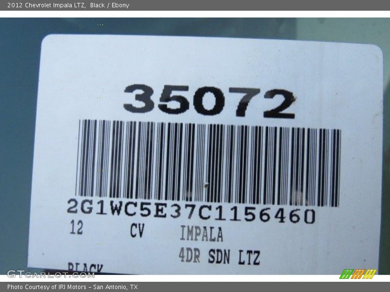Black / Ebony 2012 Chevrolet Impala LTZ