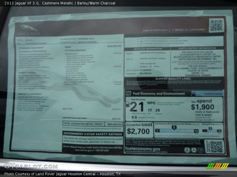 Cashmere Metallic / Barley/Warm Charcoal 2013 Jaguar XF 3.0