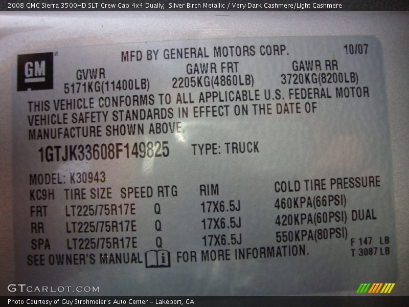 Silver Birch Metallic / Very Dark Cashmere/Light Cashmere 2008 GMC Sierra 3500HD SLT Crew Cab 4x4 Dually