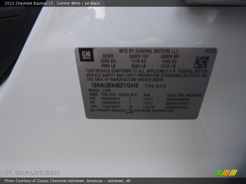 Summit White / Jet Black 2013 Chevrolet Equinox LT