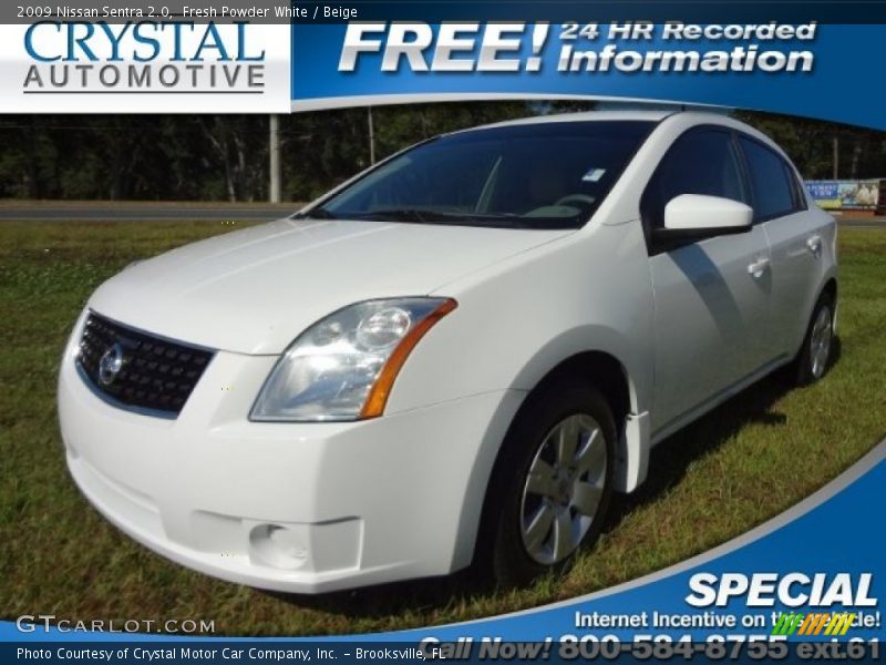 Fresh Powder White / Beige 2009 Nissan Sentra 2.0