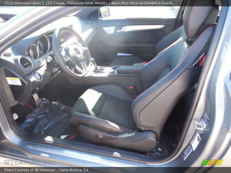 Palladium Silver Metallic / Black/Red Stitch w/DINAMICA Inserts 2013 Mercedes-Benz C 250 Coupe