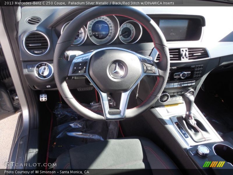 Palladium Silver Metallic / Black/Red Stitch w/DINAMICA Inserts 2013 Mercedes-Benz C 250 Coupe
