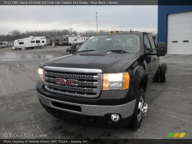 Onyx Black / Ebony 2013 GMC Sierra 3500HD SLE Crew Cab Chassis 4x4 Dually
