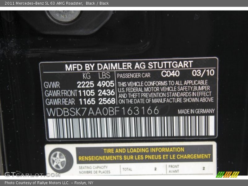 Black / Black 2011 Mercedes-Benz SL 63 AMG Roadster