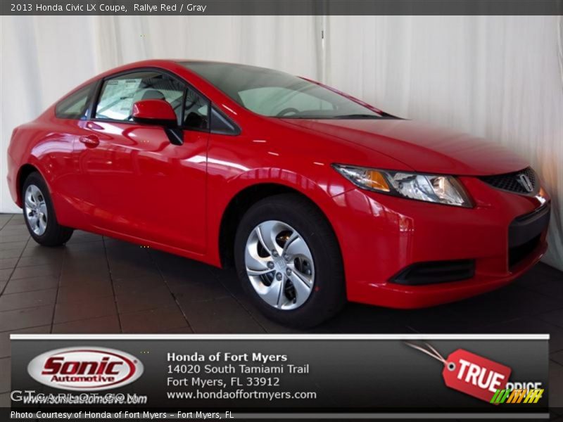 Rallye Red / Gray 2013 Honda Civic LX Coupe