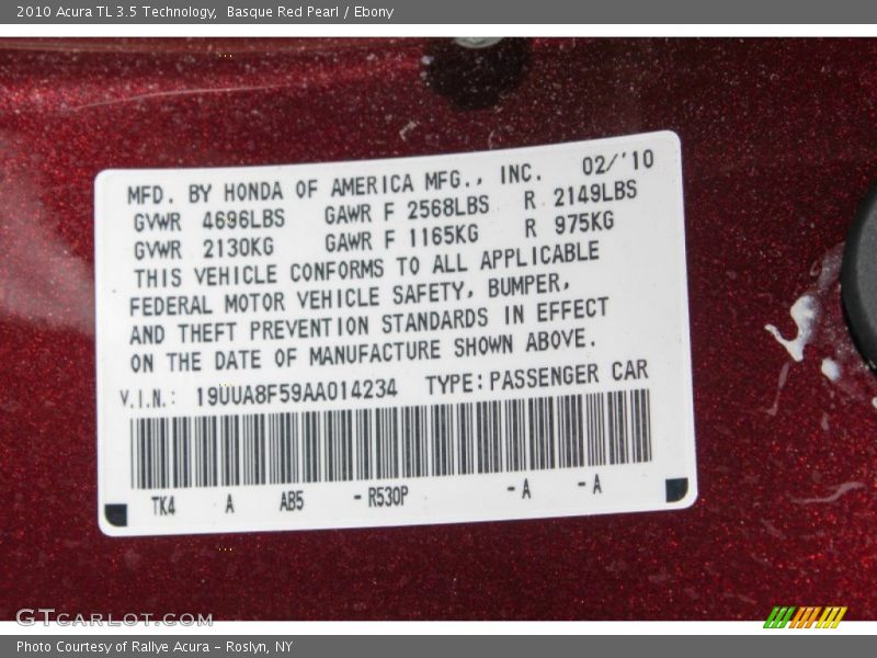 Basque Red Pearl / Ebony 2010 Acura TL 3.5 Technology