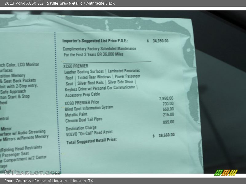 Saville Grey Metallic / Anthracite Black 2013 Volvo XC60 3.2