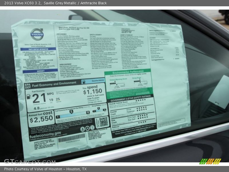 Saville Grey Metallic / Anthracite Black 2013 Volvo XC60 3.2