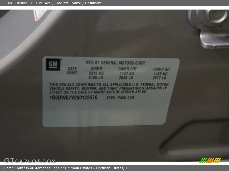 Radiant Bronze / Cashmere 2008 Cadillac STS 4 V6 AWD