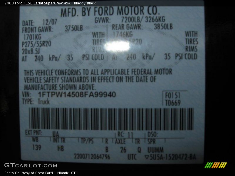 Black / Black 2008 Ford F150 Lariat SuperCrew 4x4