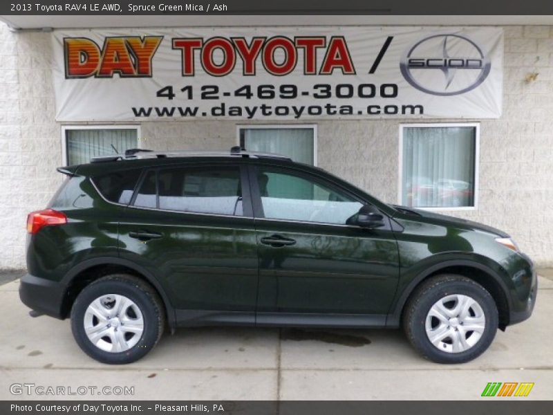 Spruce Green Mica / Ash 2013 Toyota RAV4 LE AWD