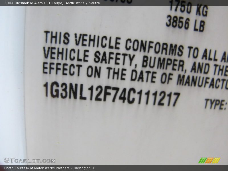 Arctic White / Neutral 2004 Oldsmobile Alero GL1 Coupe