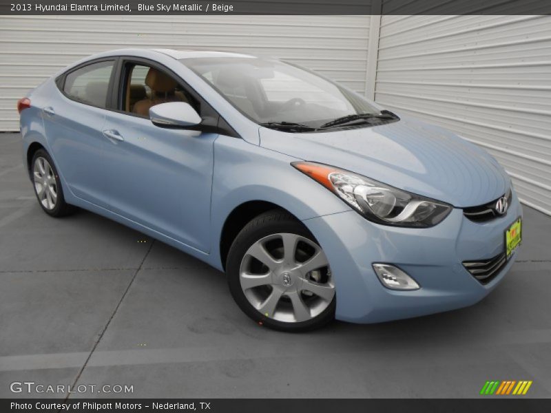 Blue Sky Metallic / Beige 2013 Hyundai Elantra Limited