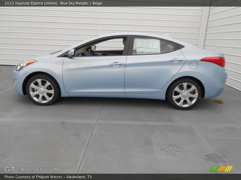 Blue Sky Metallic / Beige 2013 Hyundai Elantra Limited