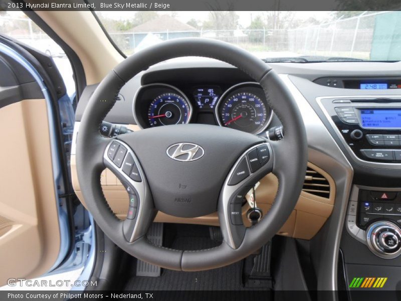 Blue Sky Metallic / Beige 2013 Hyundai Elantra Limited