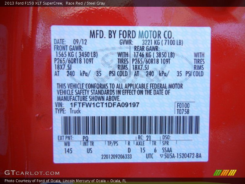 Race Red / Steel Gray 2013 Ford F150 XLT SuperCrew