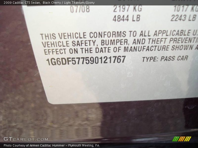 Black Cherry / Light Titanium/Ebony 2009 Cadillac CTS Sedan