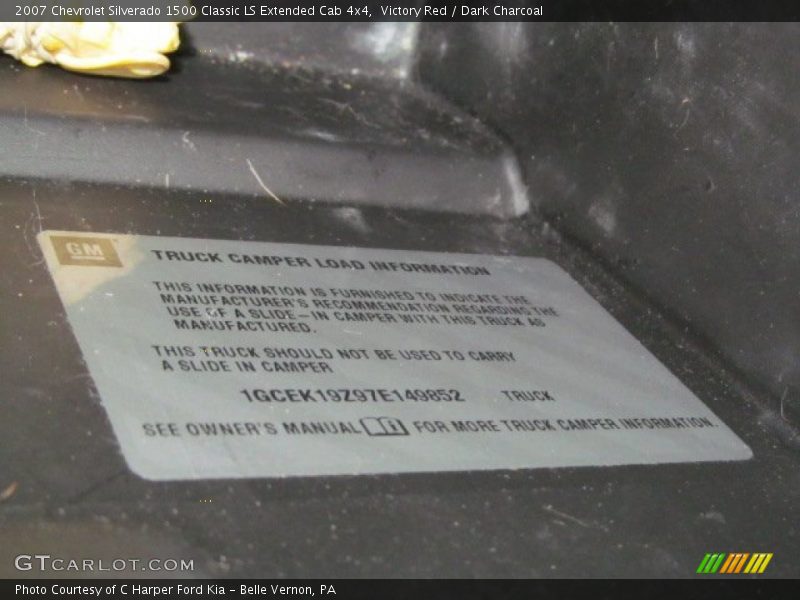 Info Tag of 2007 Silverado 1500 Classic LS Extended Cab 4x4