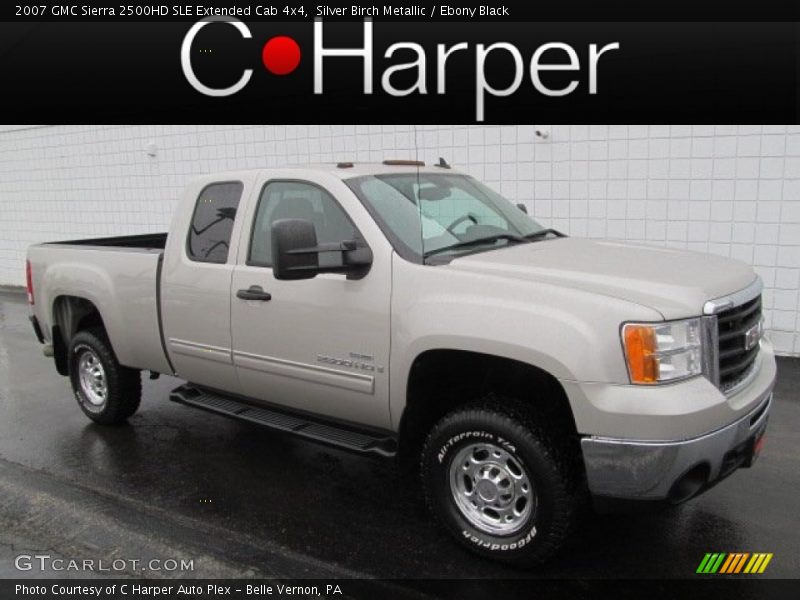 Silver Birch Metallic / Ebony Black 2007 GMC Sierra 2500HD SLE Extended Cab 4x4