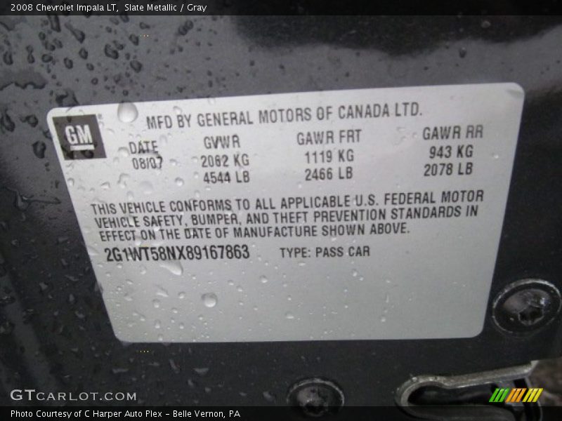 Slate Metallic / Gray 2008 Chevrolet Impala LT