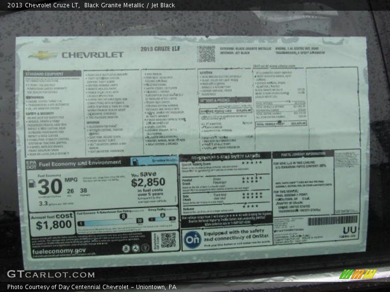 Black Granite Metallic / Jet Black 2013 Chevrolet Cruze LT