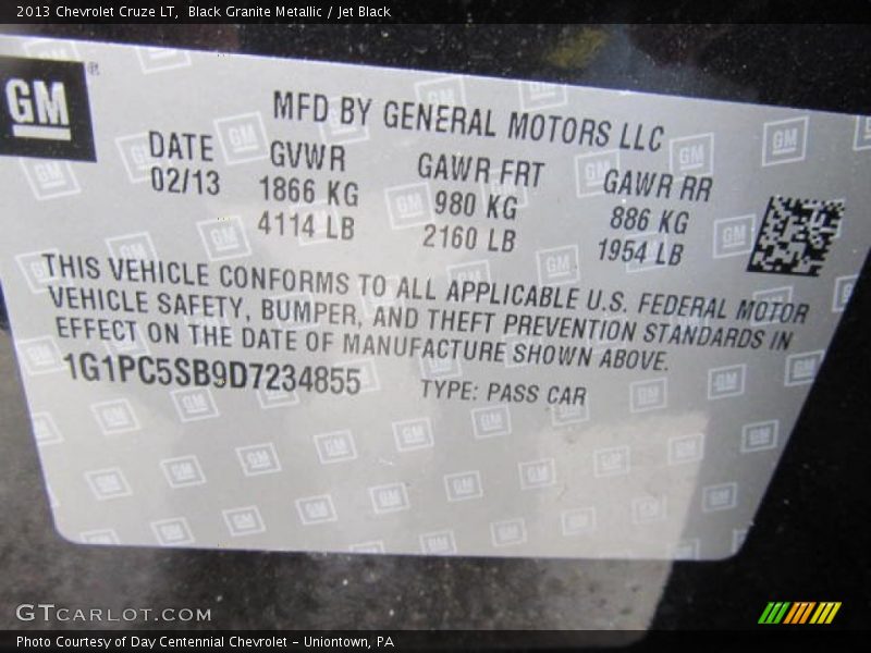 Black Granite Metallic / Jet Black 2013 Chevrolet Cruze LT