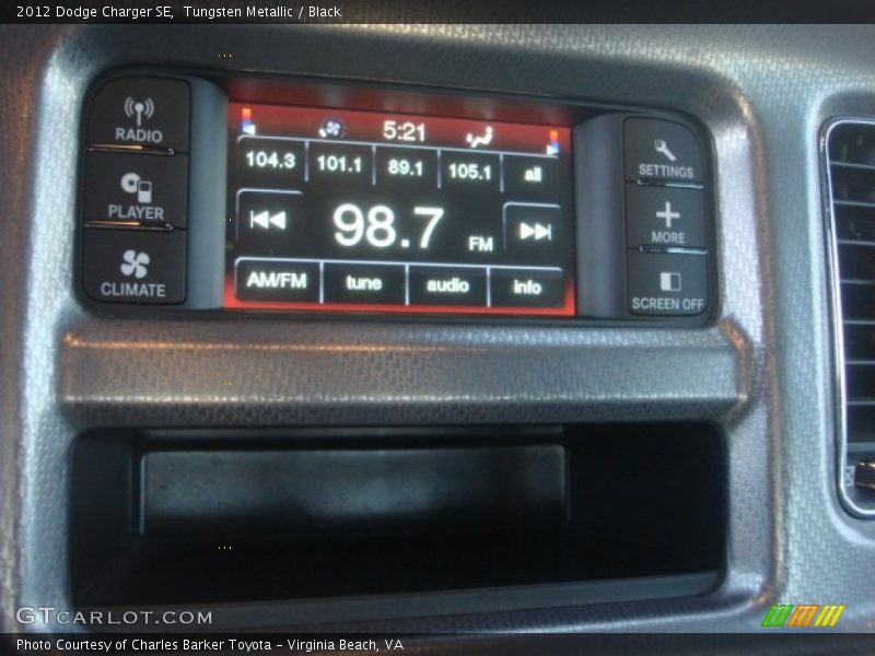 Tungsten Metallic / Black 2012 Dodge Charger SE