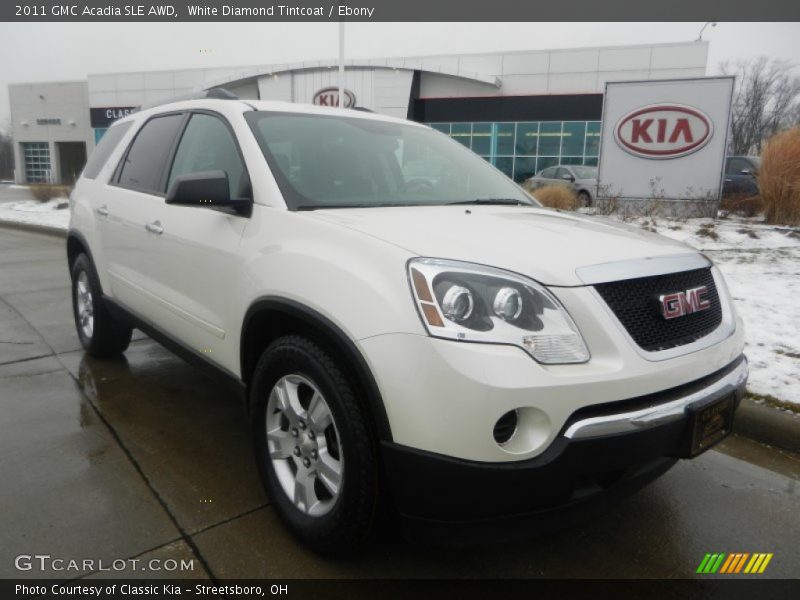 White Diamond Tintcoat / Ebony 2011 GMC Acadia SLE AWD