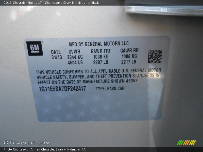 Champagne Silver Metallic / Jet Black 2013 Chevrolet Malibu LT